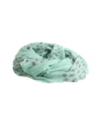 Mint-colored scarf with grey stars
